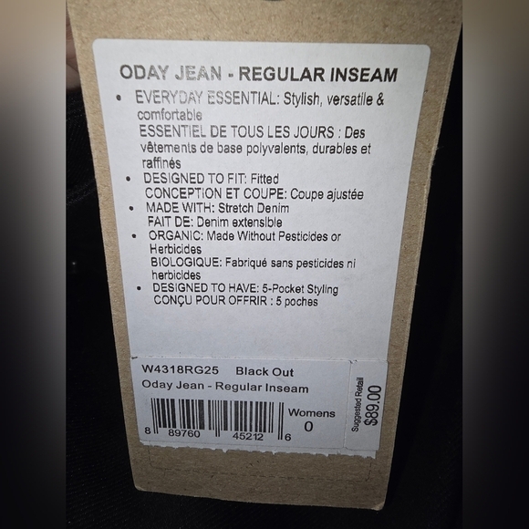 prAna Oday Jean Black Out, 31" Inseam, Size 0/25, NWT - Picture 7 of 7